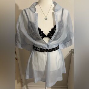 Show Me Your MuMu Sheer Blue Mini Dress